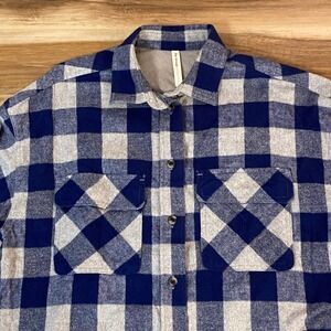 Aritzia Group by Babaton Plaid Flannel Shirt Womens XS Top Long Sleeve Blue Gray